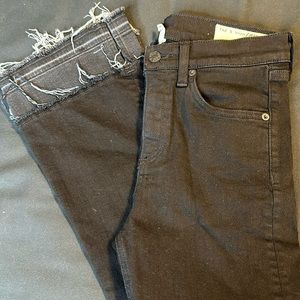 Rag & Bone Crop Flare Black Jeans Frayed Distressed Hem size 26